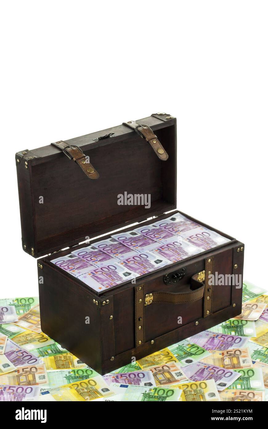 Una grande cassa di banconote in euro. Crisi finanziaria, crisi, debito. Austria Foto Stock