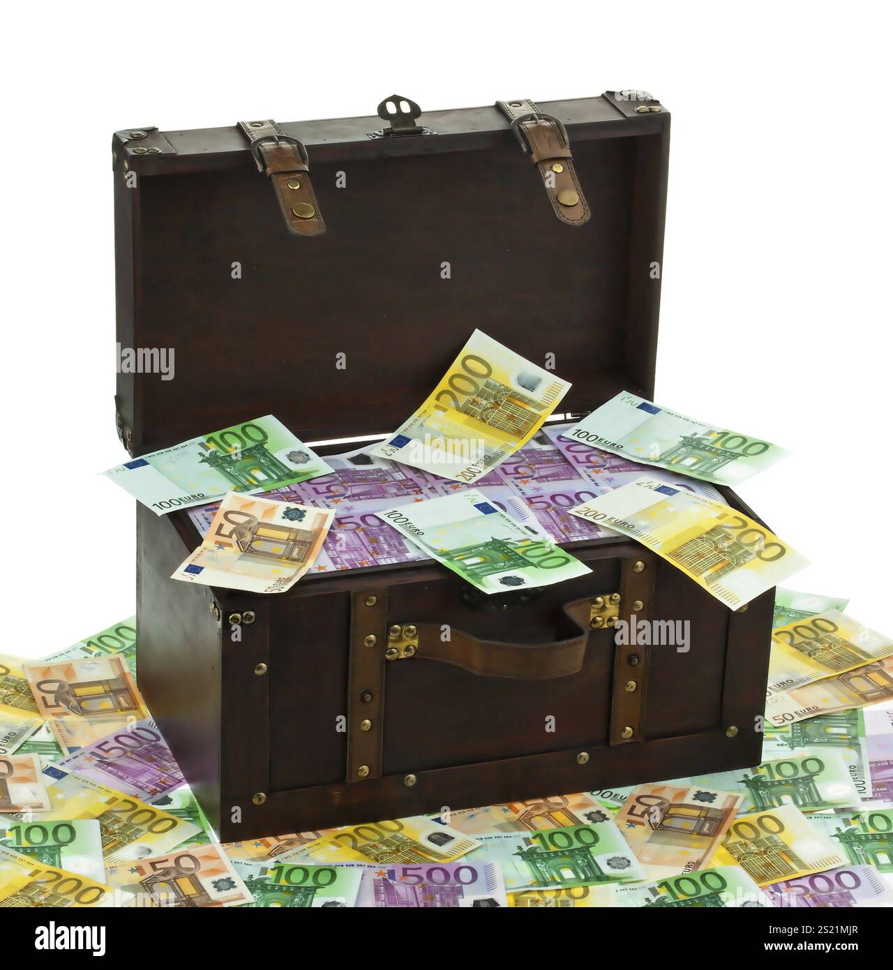 Una grande cassa di banconote in euro. Crisi finanziaria, crisi, debito. Austria Foto Stock