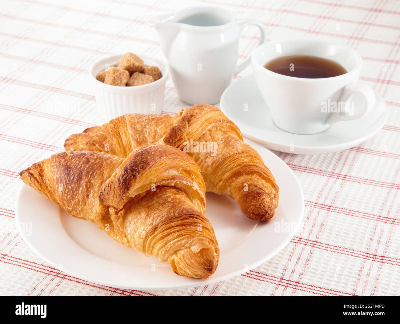 Il croissant e caffè Foto Stock