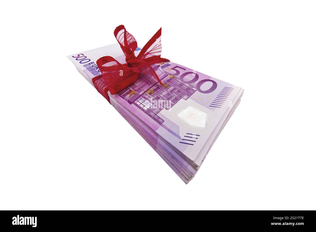 Molte banconote da 500 euro giacenti in un cumulo. Con rete rossa. Austria Foto Stock