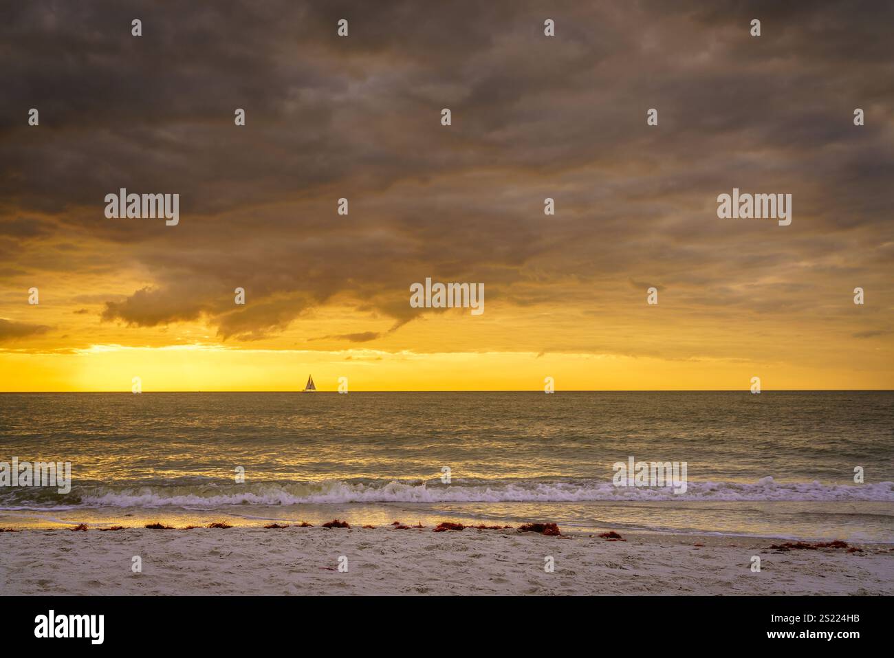 Tramonto panoramico sul Golfo del Messico a Naples, Florida Foto Stock