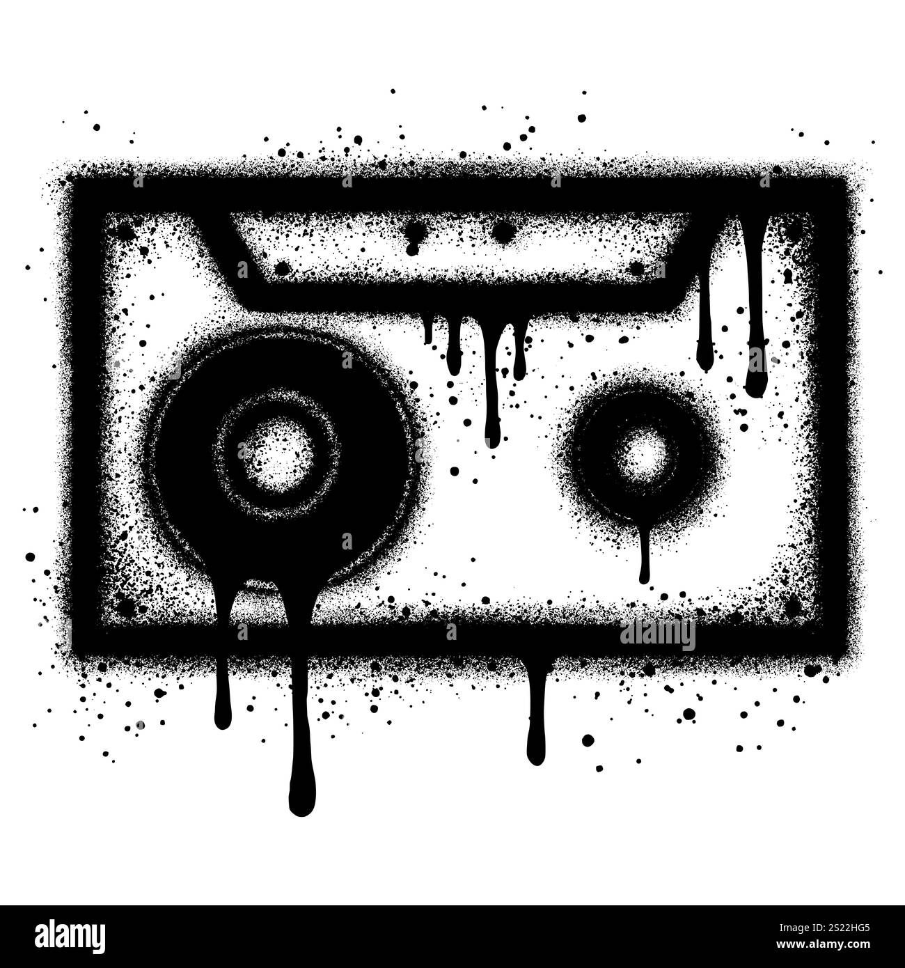 Graffiti a cassetta con vernice spray nera. illustrazione vettoriale. Illustrazione Vettoriale