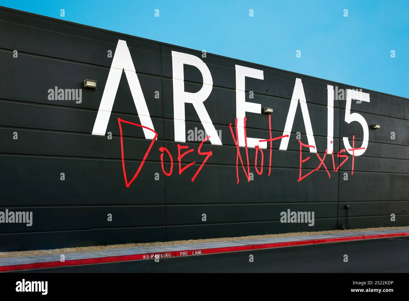 L'insegna per l'area 15, una popolare attrazione di Las Vegas, Nevada. Foto Stock