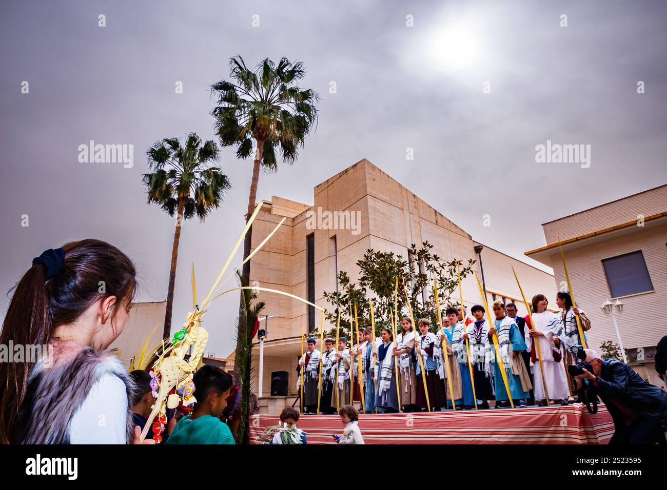Dettaglio di una palma la domenica delle Palme a Villajoyosa Foto Stock