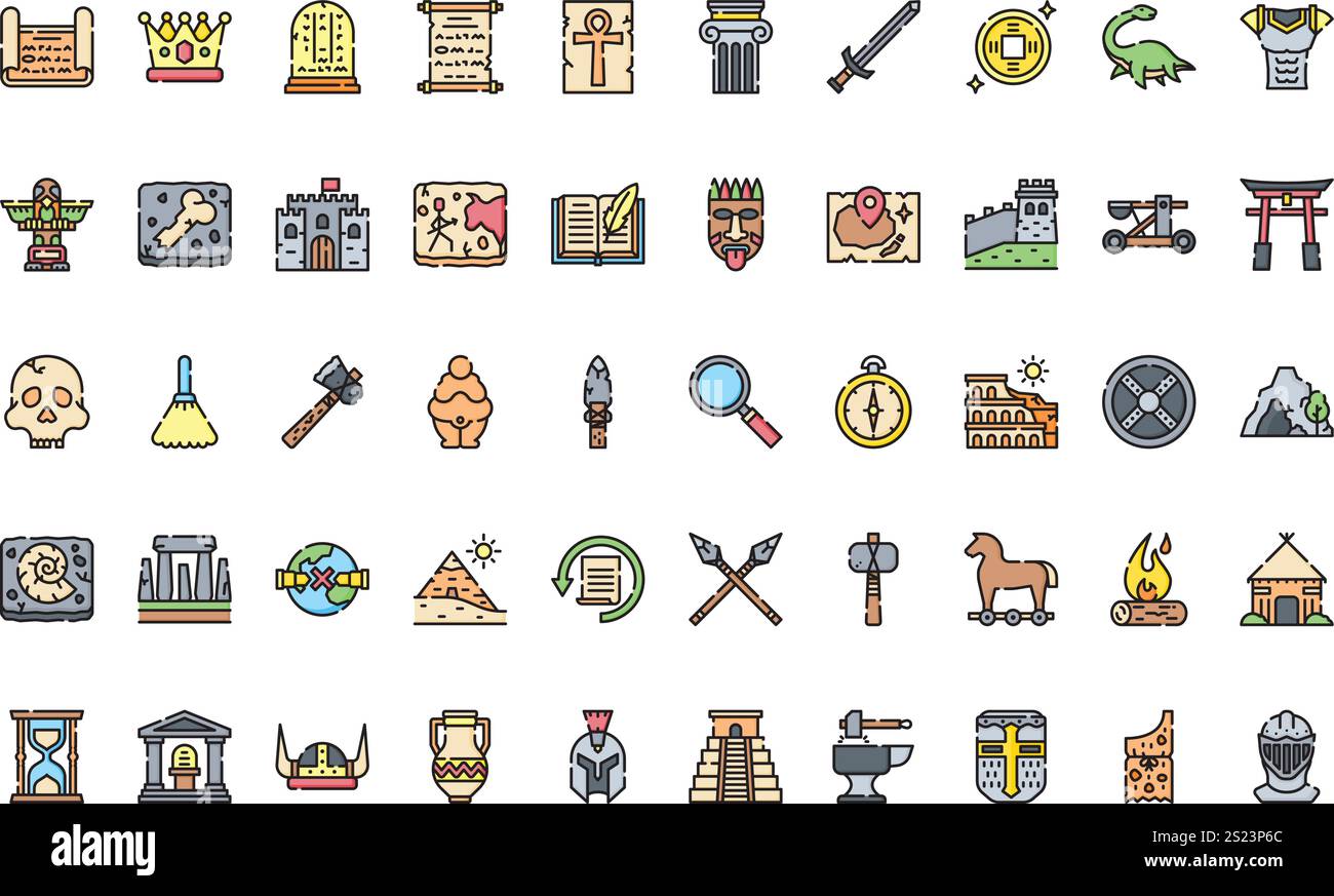 Raccolta di icone vettoriali di alta qualità con traccia modificabile. Ideale per progetti professionali e creativi. Illustrazione Vettoriale