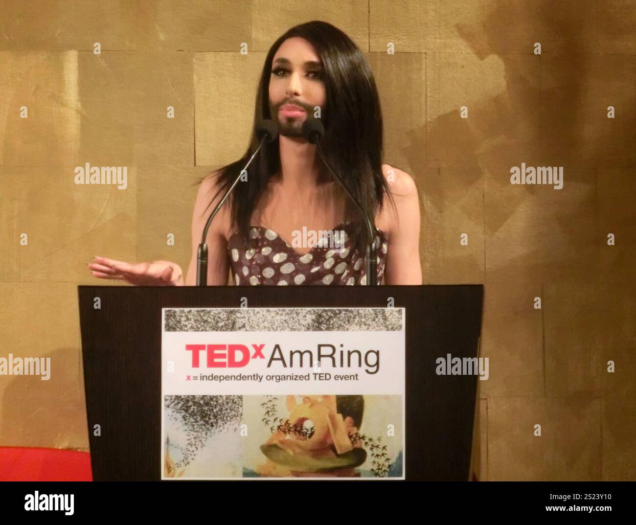 Conchita Wurst parla al TEDX Forum di Vienna, Austria, 30 maggio 2014 Foto Stock