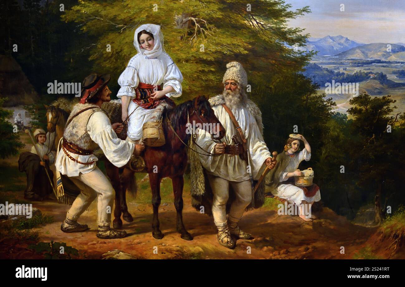 La famiglia rumena dirige la fiera (1843-1844) di Miklos Barabas 1810-1899, Museo di Belle Arti, ungherese, Ungheria, Foto Stock