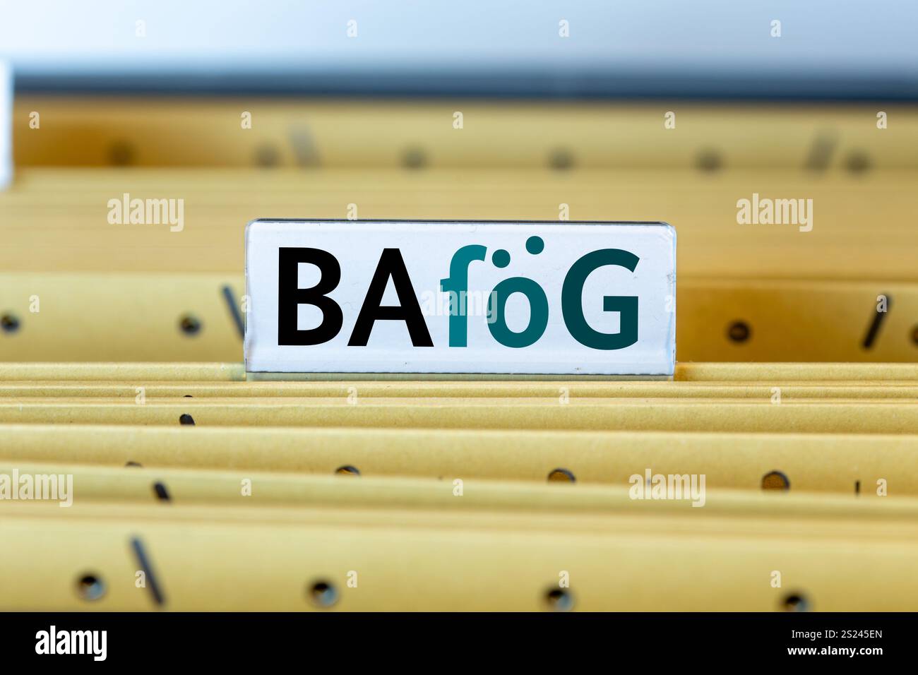 Firma con il logo BAföG su una cartella di sospensione (immagine simbolica) Foto Stock