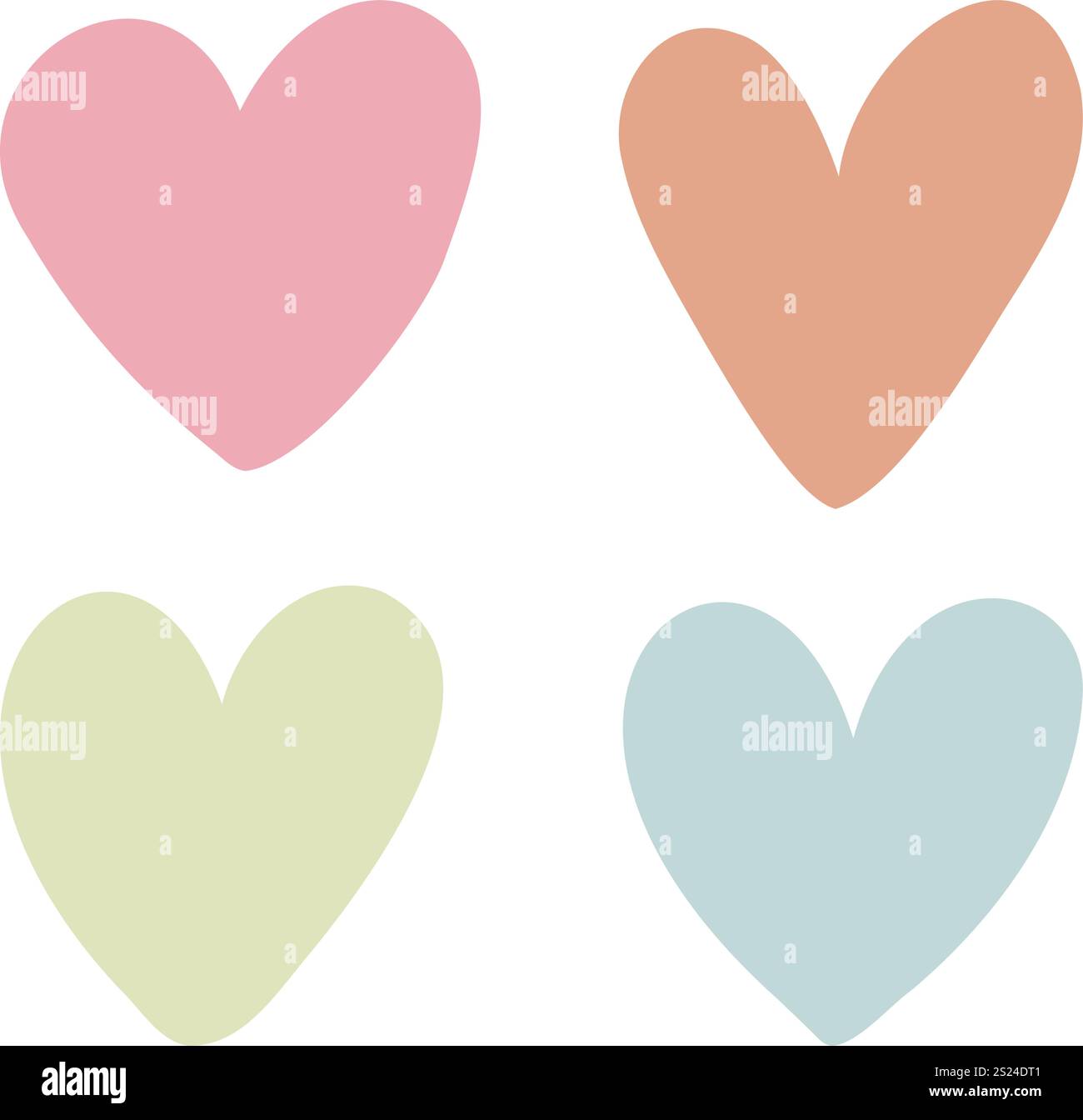 Forme del cuore in colori arcobaleno pastello luminosi e morbidi, stile piatto semplice oggetto vettoriale icona del design per il mese dell'orgoglio, romanticismo, uguaglianza, celebrazione Illustrazione Vettoriale