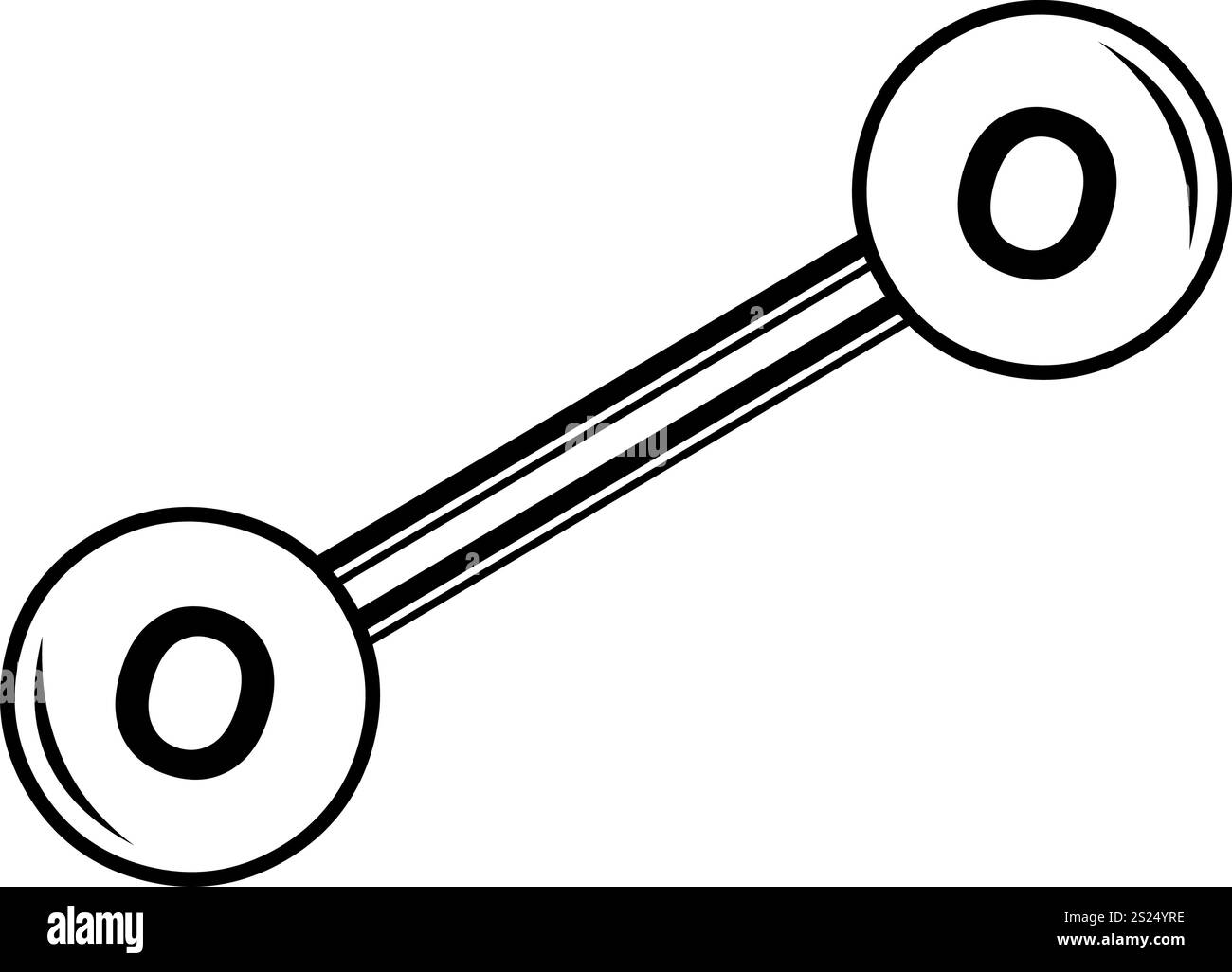 Illustrazione vettoriale che mostra il simbolo in bianco e nero del concetto della molecola di ossigeno O2 Illustrazione Vettoriale