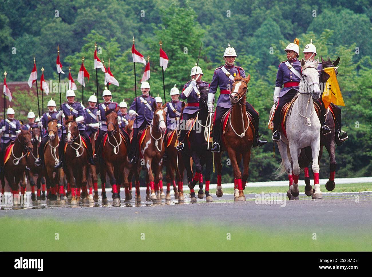 Cadetti a cavallo; cerimonia dell'accademia militare di Valley Forge; scuola privata vicino a Philadelphia; Pennsylvania; Stati Uniti Foto Stock