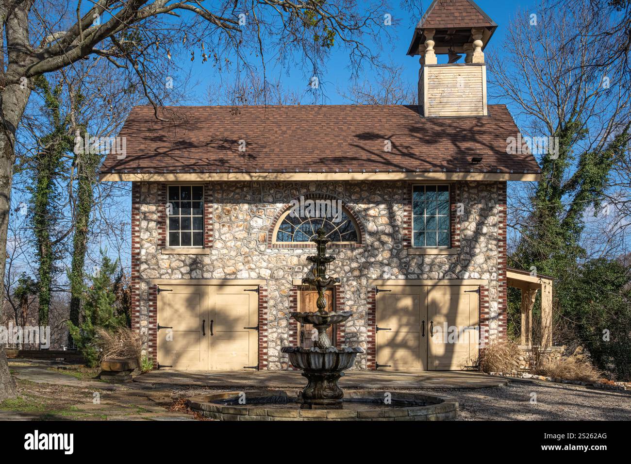Cappella privata in pietra al Franklin Castle a Tahlequah, Oklahoma. (USA) Foto Stock