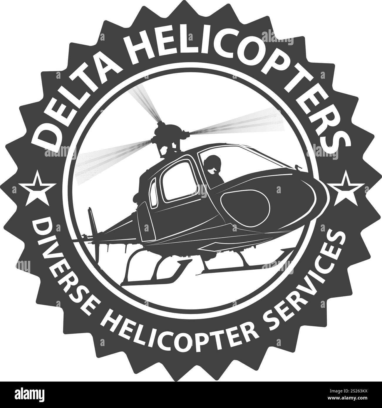 Idea di design del logo circolare per elicotteri Illustrazione Vettoriale