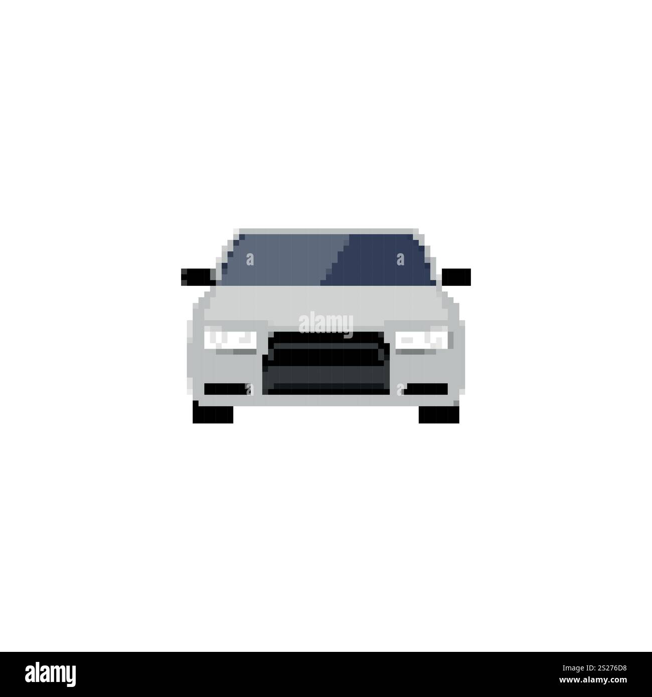 Icona di un'auto sportiva in pixel nella vista frontale. Auto sportiva retro pixel art Dettagli semplici icona del design rétro dell'auto Illustrazione Vettoriale