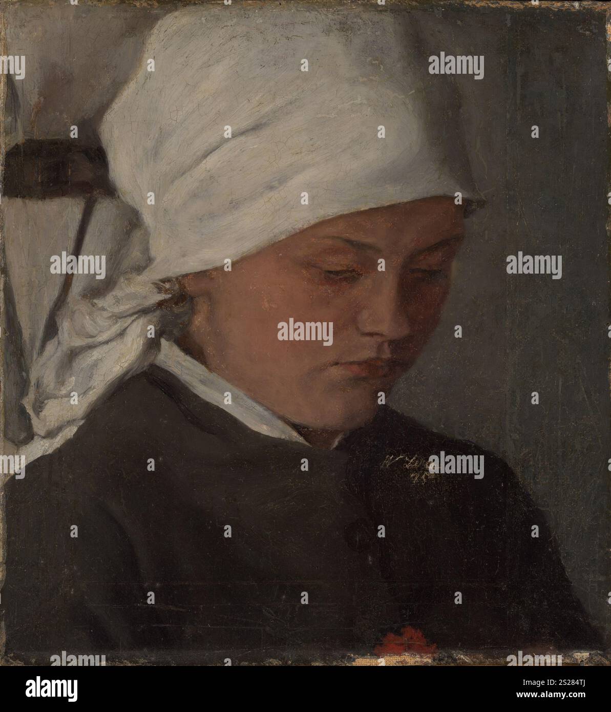 Titolo: Ragazza contadina con una testa bianca artista: Wilhelm Leibl anno: 1885 Medio: Olio su tela dimensioni: 9 7/8 x 9 1/8 poll. (25,1 x 23,2 cm) posizione: Metropolitan Museum of Art, New York Foto Stock