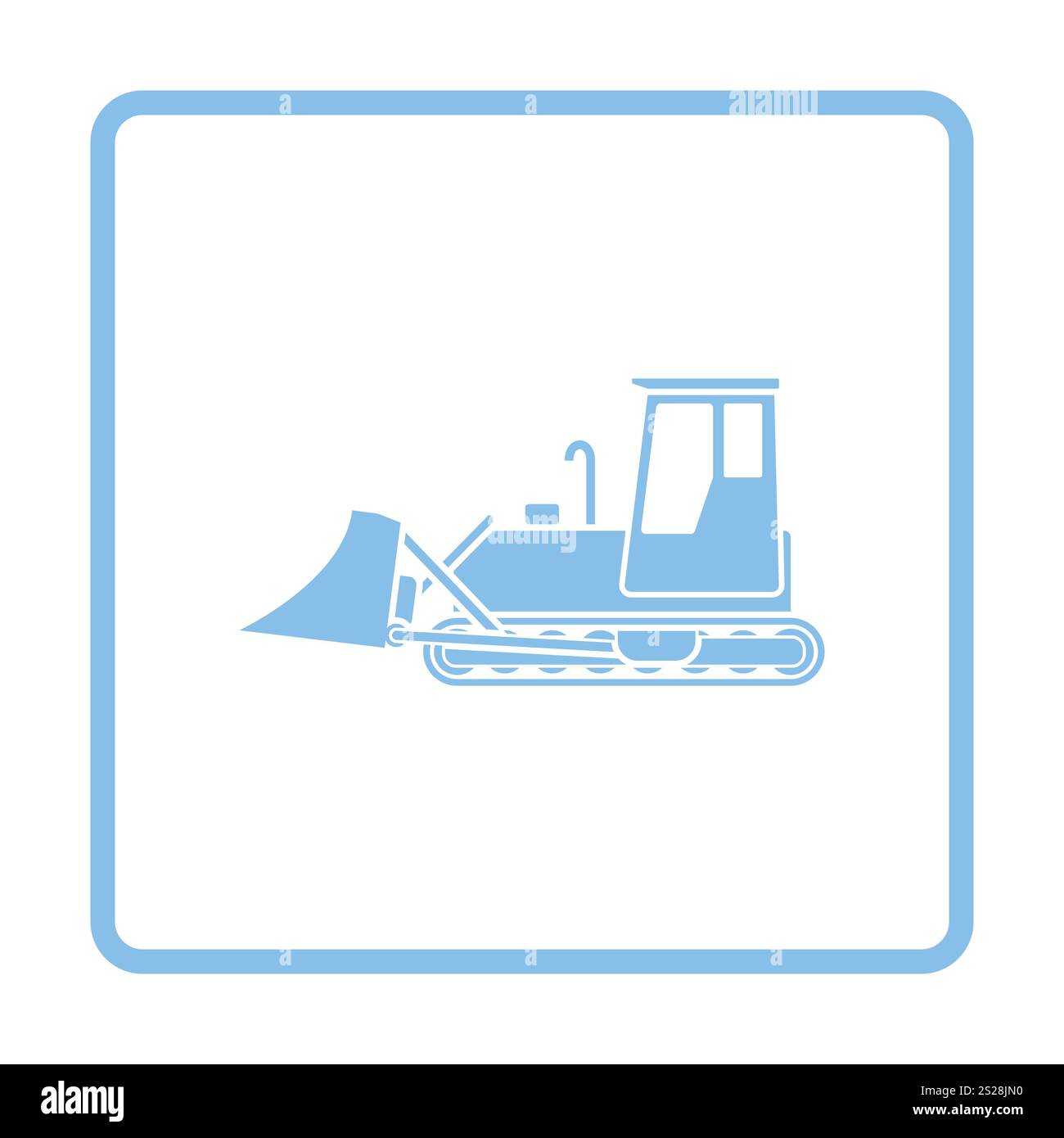 Icona della costruzione di bulldozer. La cornice blu design. Illustrazione Vettoriale. Foto Stock