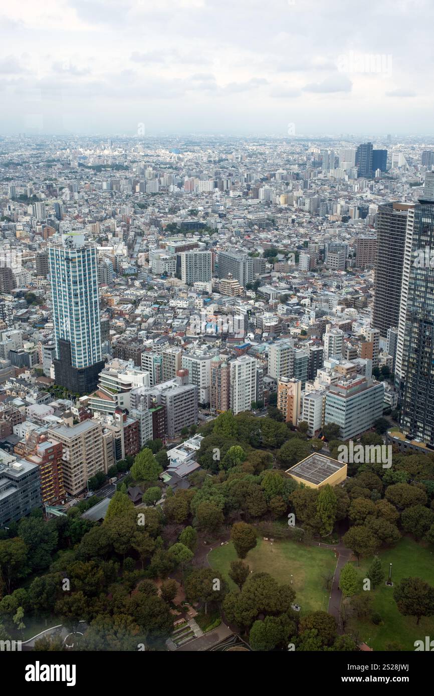 Vista dall'edificio del governo metropolitano di Tokyo a Shinjuku Tokyo Giappone Foto Stock