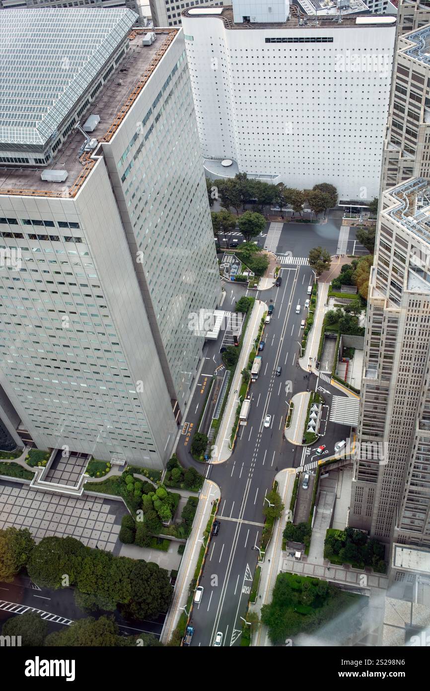 Vista dall'edificio del governo metropolitano di Tokyo a Shinjuku Tokyo Giappone Foto Stock