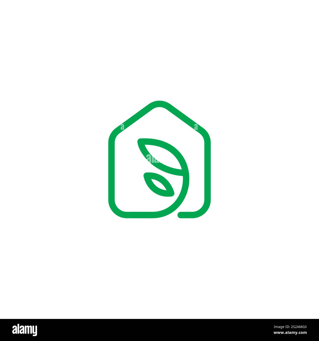 Icona Leaf Home (pagina iniziale). illustrazione vettoriale del logo green house Illustrazione Vettoriale