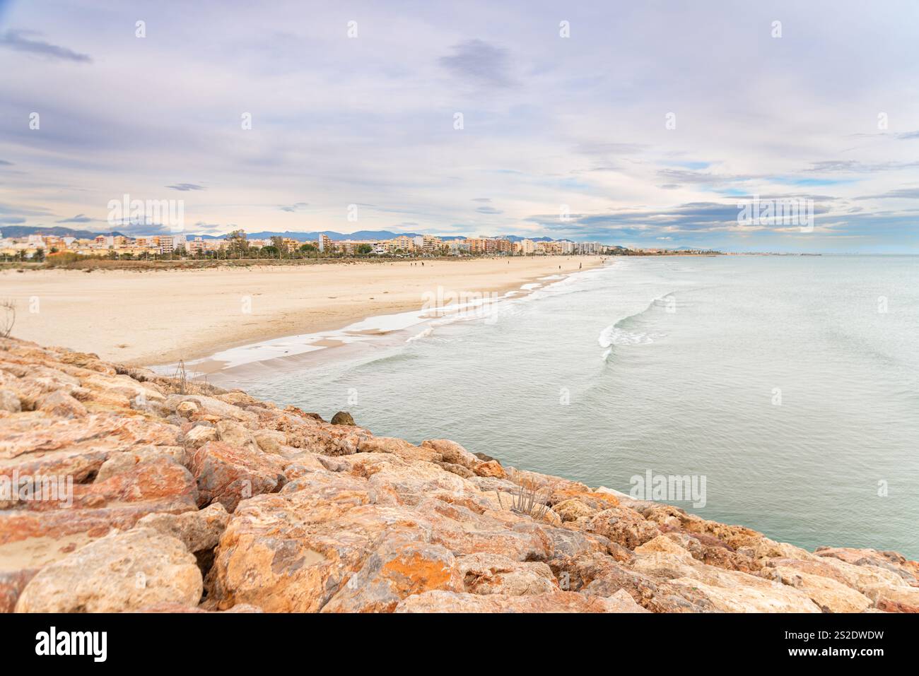 Porto di Sagunt Beach Spagna Valencia in inverno Foto Stock