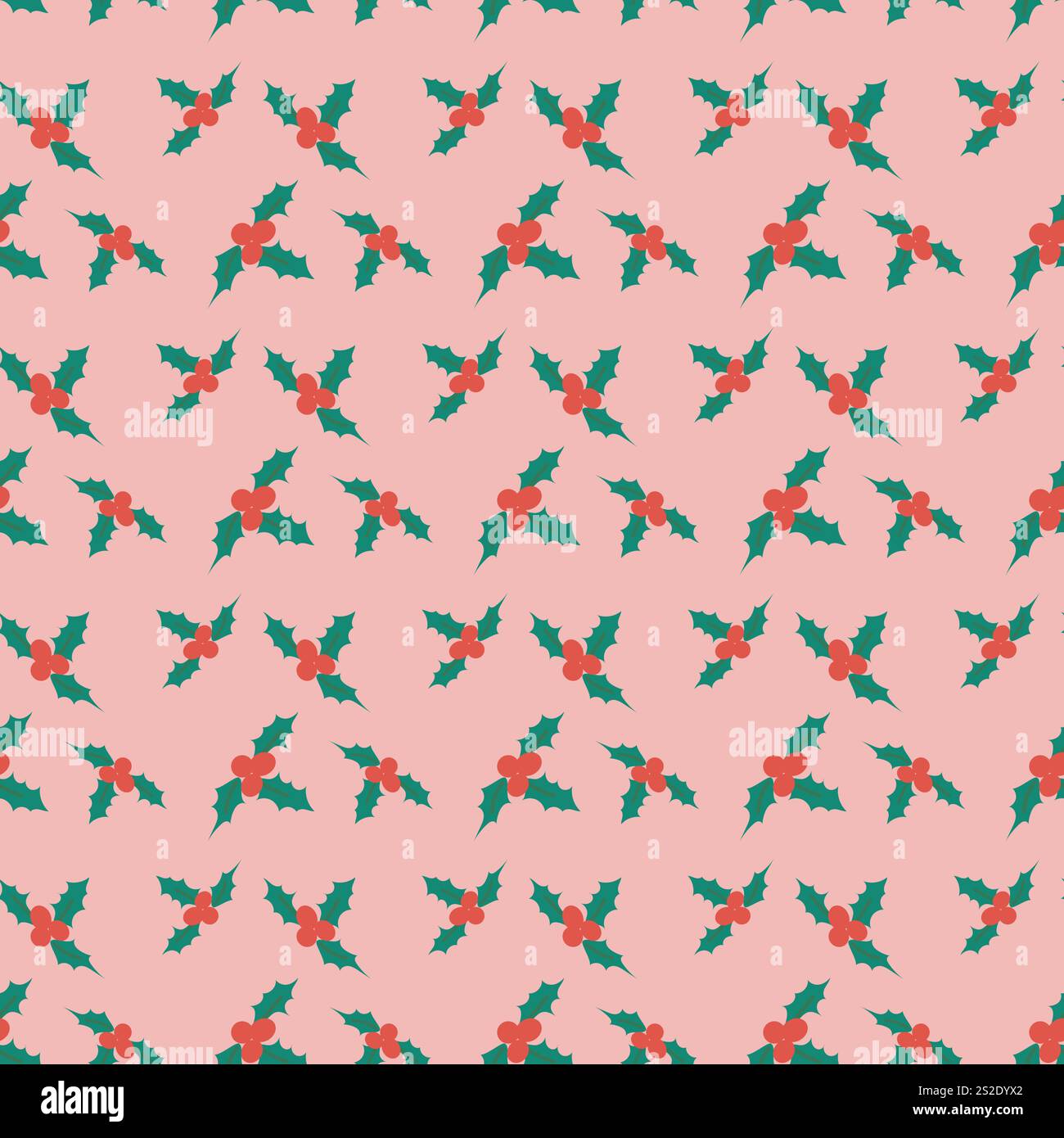 Grazioso motivo natalizio senza cuciture con rametto omela. Design semplice. Illustrazione Vettoriale