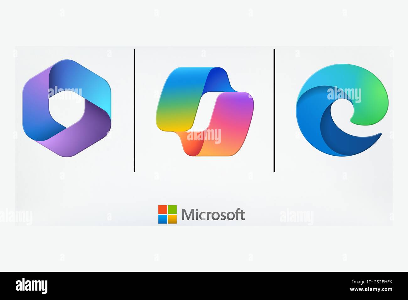 Prodotti software Microsoft Copilot, Office 365 e Edge Foto Stock