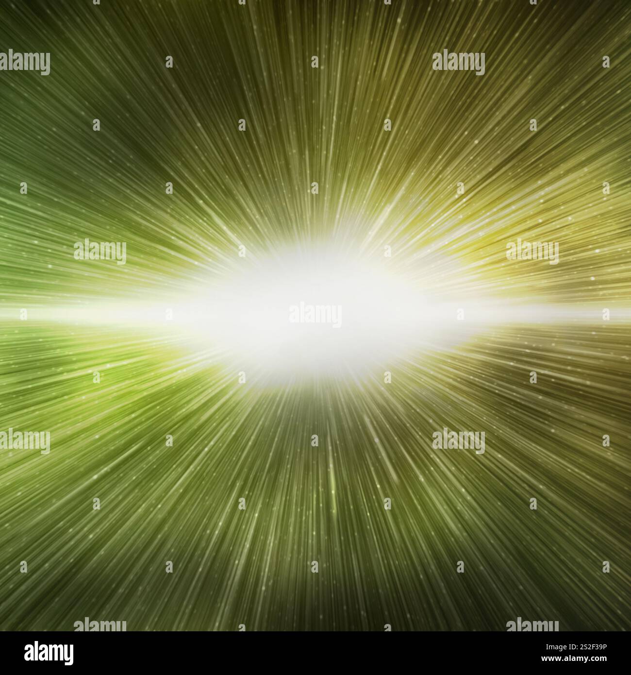 Effetto Big Bang su cielo galassico giallo brillante, sfondo quadrato. illustrazione 3d Foto Stock