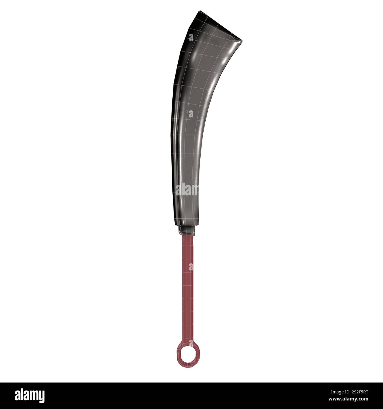 Utensile di sagomatura ricurvo nero lungo con un comodo manico rosso progettato per varie attività. Foto Stock