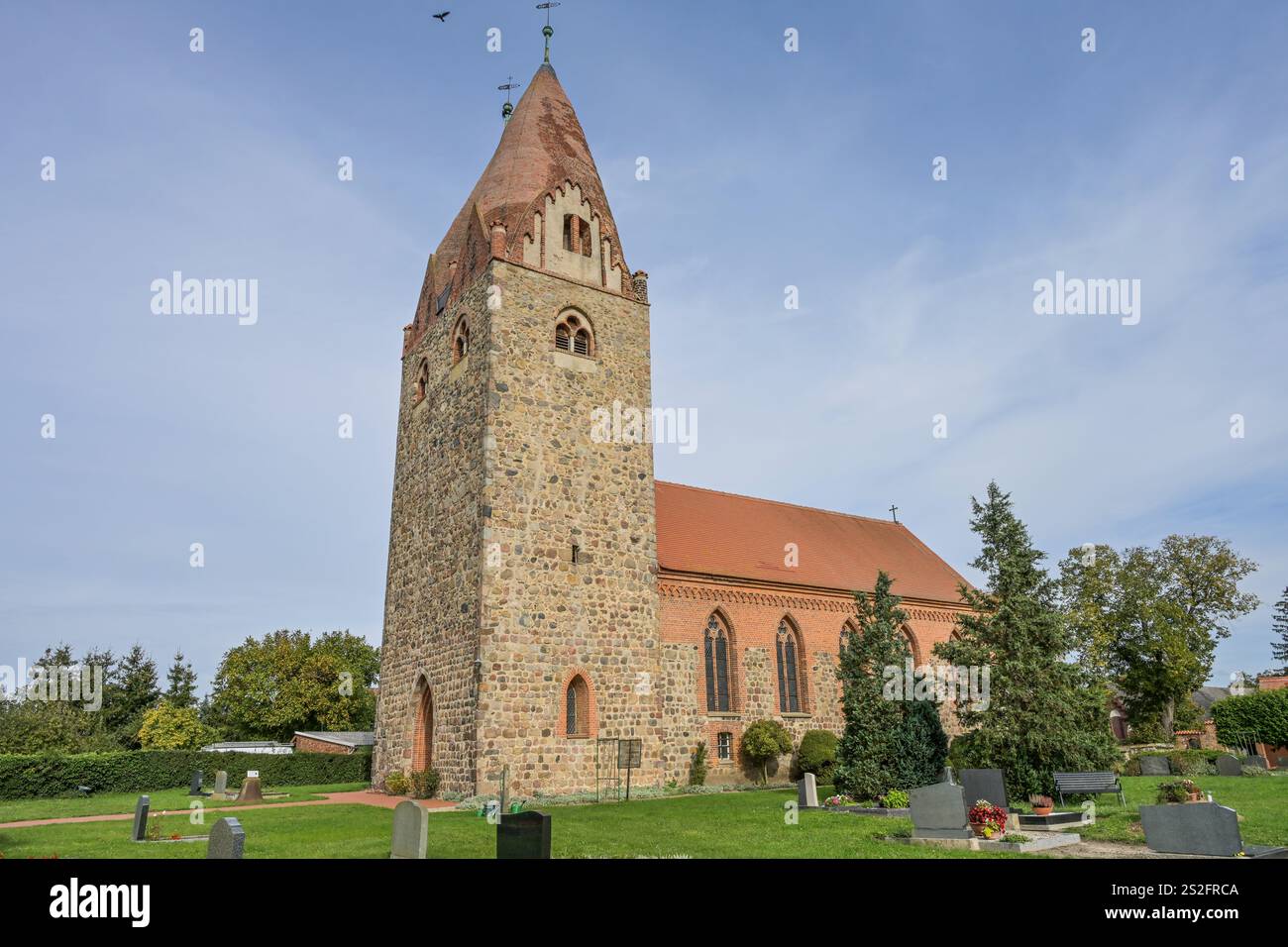 Evangelische Kirche St. Martin, Brunau, Altmarkkreis Salzwedel, Sachsen-Anhalt, Deutschland Foto Stock
