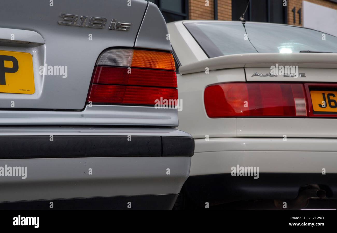 1996 BMW E36 318 è un'auto tedesca classica moderna serie 3 Foto Stock