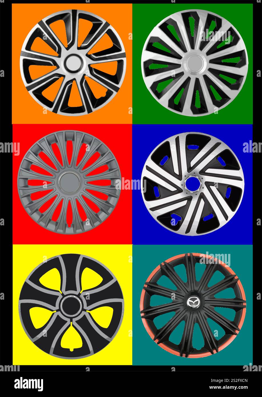 Auto decorativo a ruote coperte. Piastra. Illustrazione Vettoriale Illustrazione Vettoriale