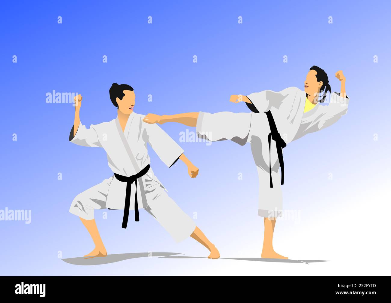 Sport da combattimento orientali. Illustrazione vettoriale 3d a colori Illustrazione Vettoriale