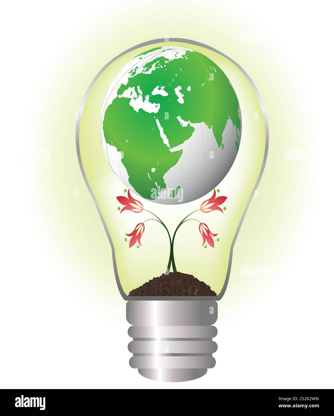 Lampadina a sfera vettoriale per le tue idee. Ecologia. EPS 10 Illustrazione Vettoriale