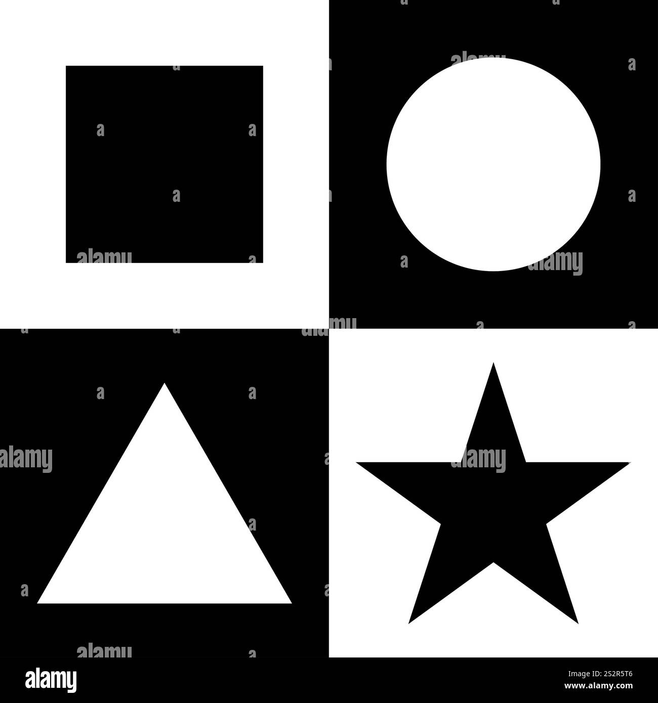 Forme geometriche in bianco e nero per lo sviluppo del bambino Foto Stock