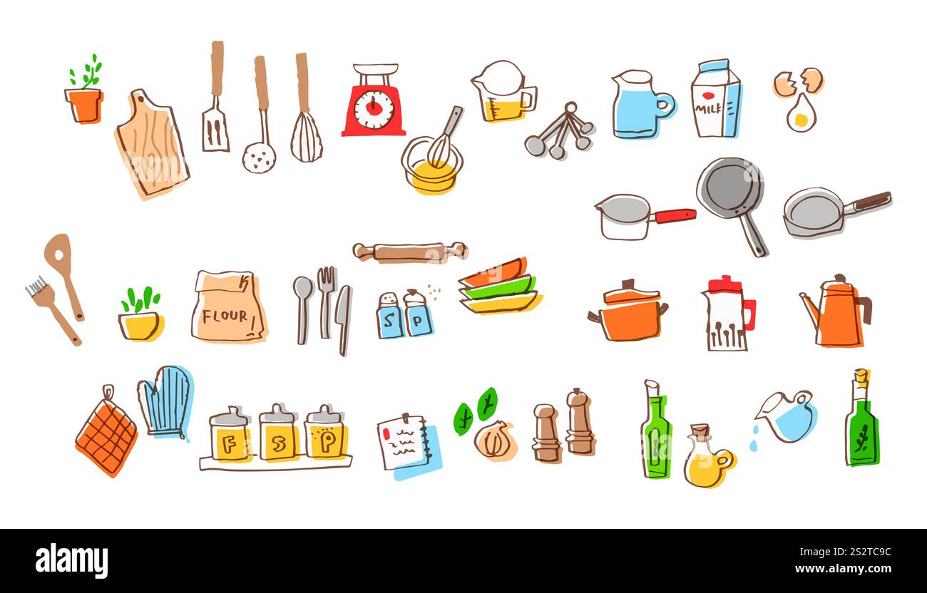 Set di utensili da cucina A Foto Stock