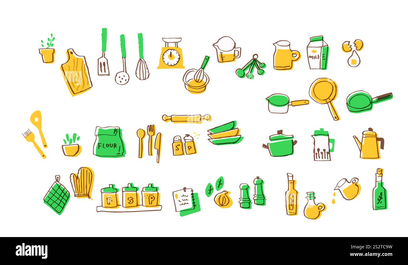 Set di utensili da cucina C. Foto Stock