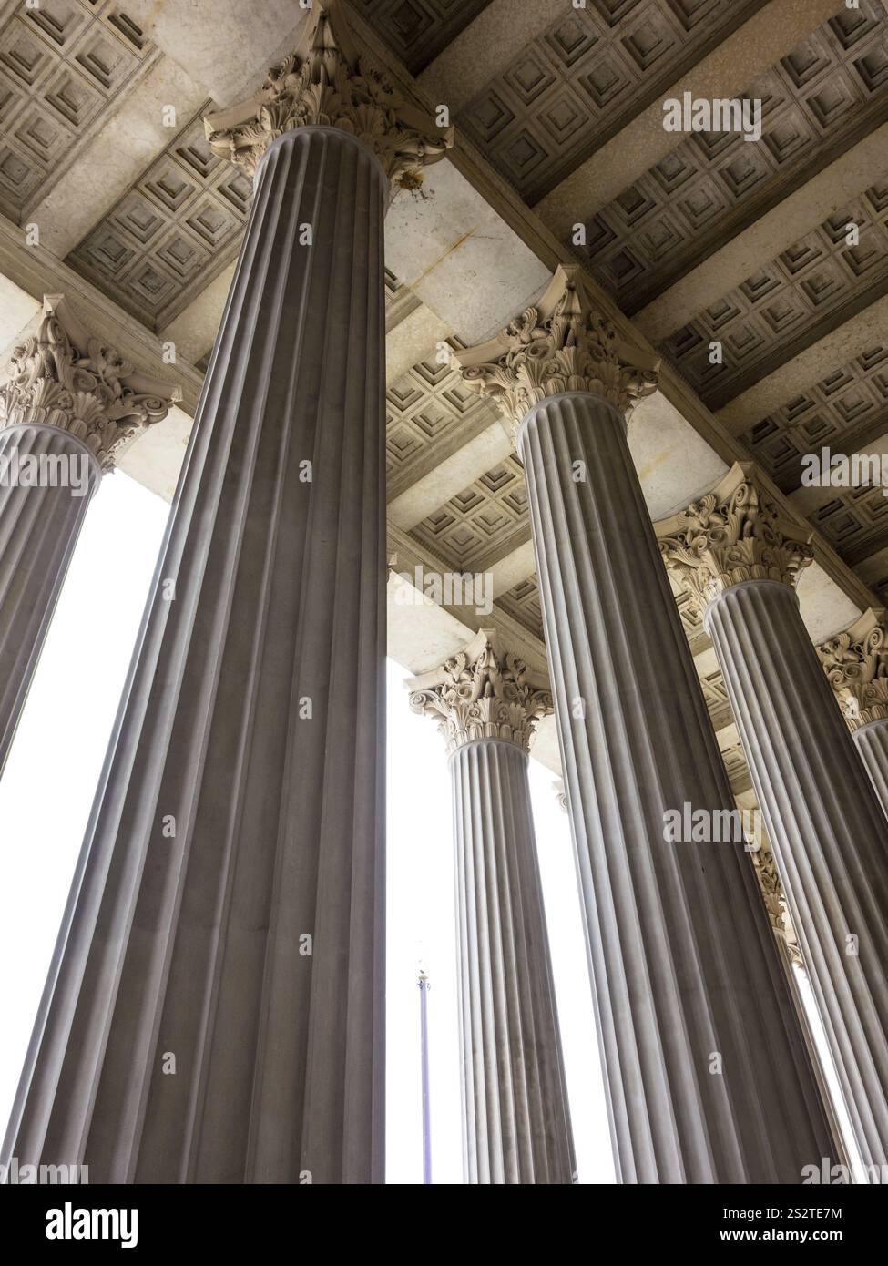 Colonne al parlamento di Vienna, foto simbolica per l'architettura, la stabilità, la storia dell'Austria Foto Stock