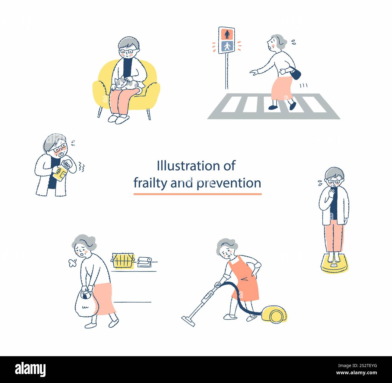 Illustrazione della lista di controllo fragile di 6 elementi Foto Stock