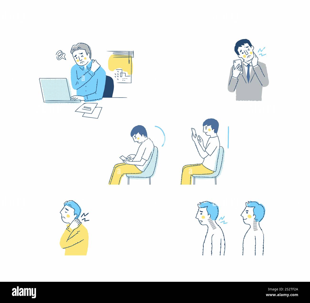 Collo rigido, spalle rigide, collo dritto Foto Stock