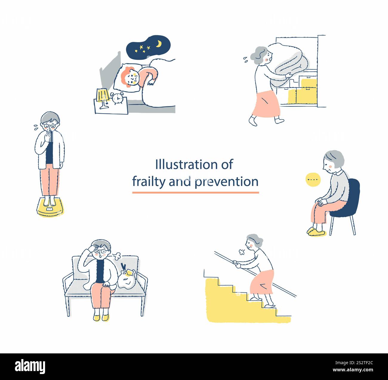 Illustrazione della lista di controllo fragile di 6 elementi Foto Stock