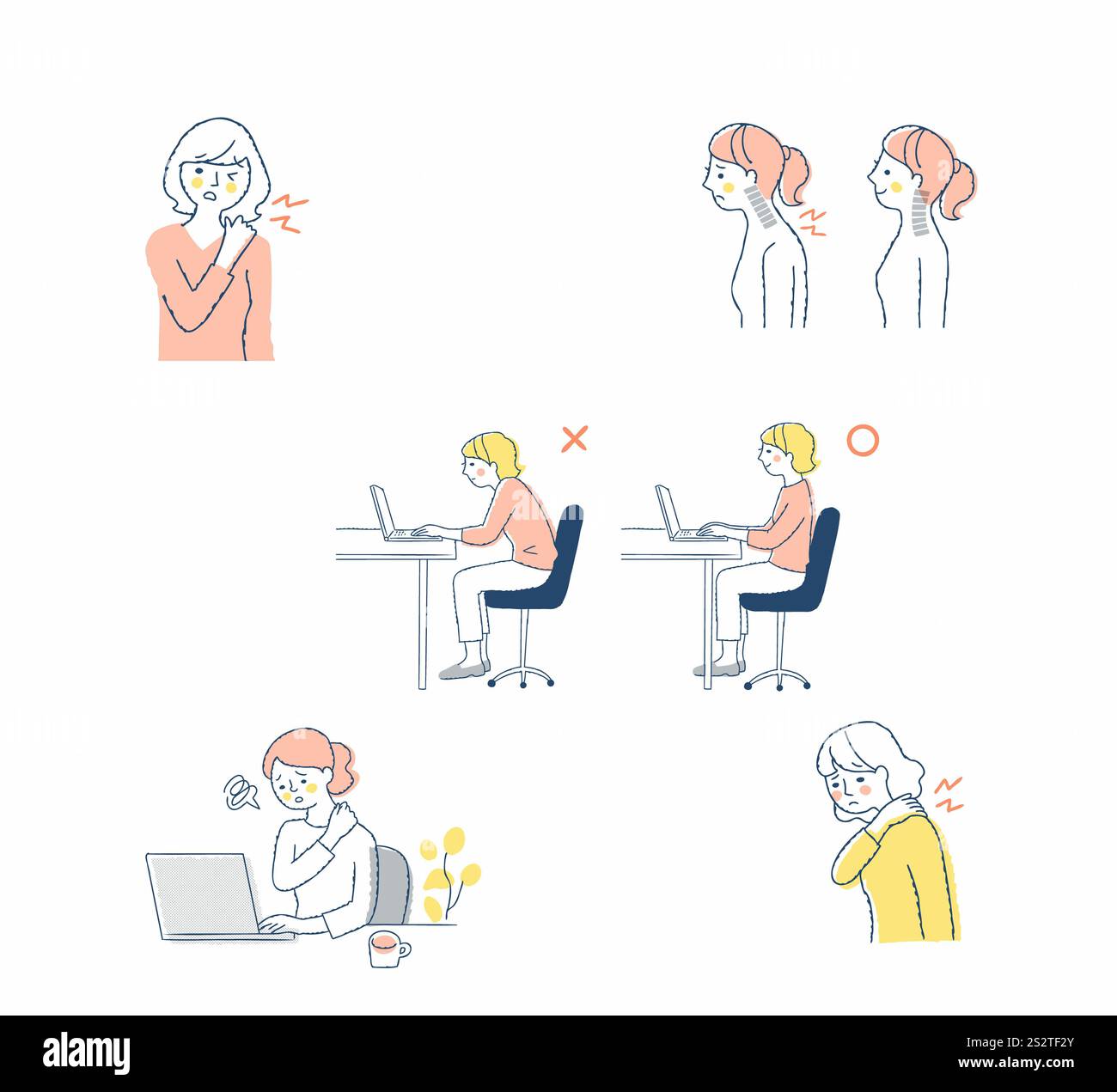 Collo rigido, spalle rigide, collo dritto Foto Stock