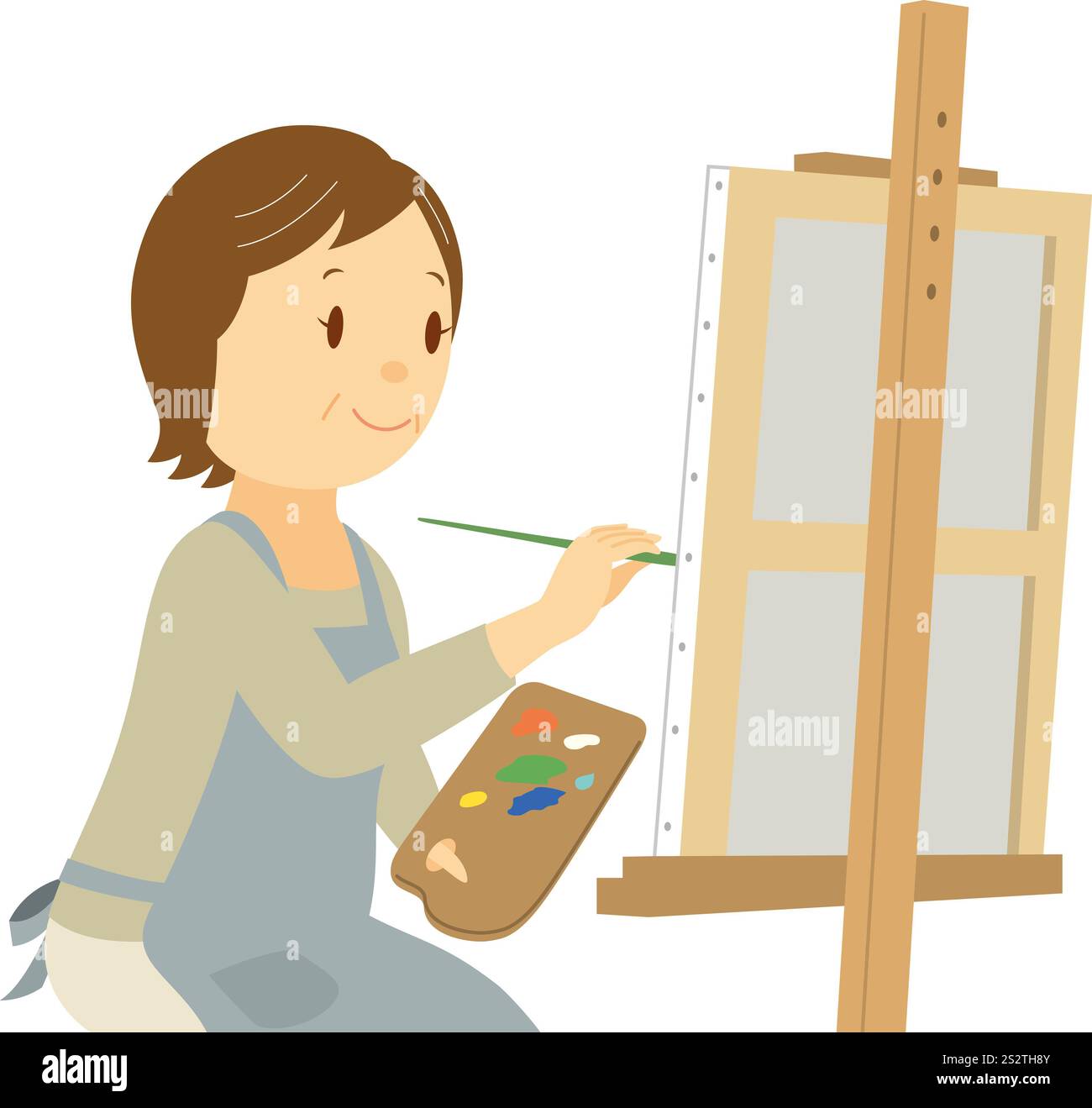 Donna di mezza età che dipinge un quadro Foto Stock