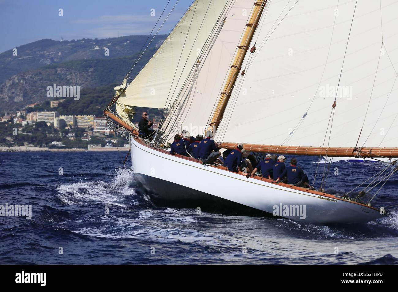 Regata degli ultimi quattro storici yacht a vela sopravvissuti della classe 15 metri durante la Monaco Classic Week 2017, Race of the Classic Sailing Foto Stock