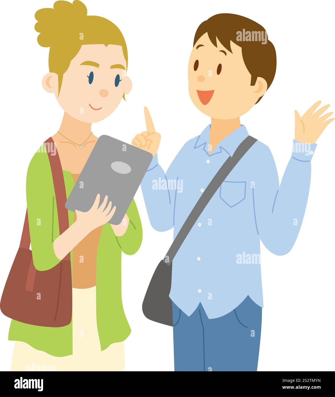 Donna occidentale che controlla le informazioni turistiche su un tablet Foto Stock