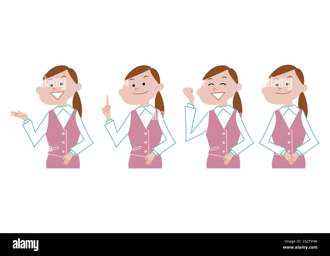 Dipendente OL donna che indica e guida la strada Foto Stock