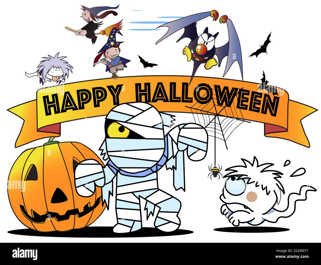 Festa in costume da fantasma o mummia di Halloween Foto Stock