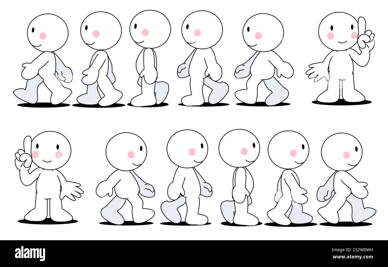 Pose e azioni, Walking White Character Foto Stock