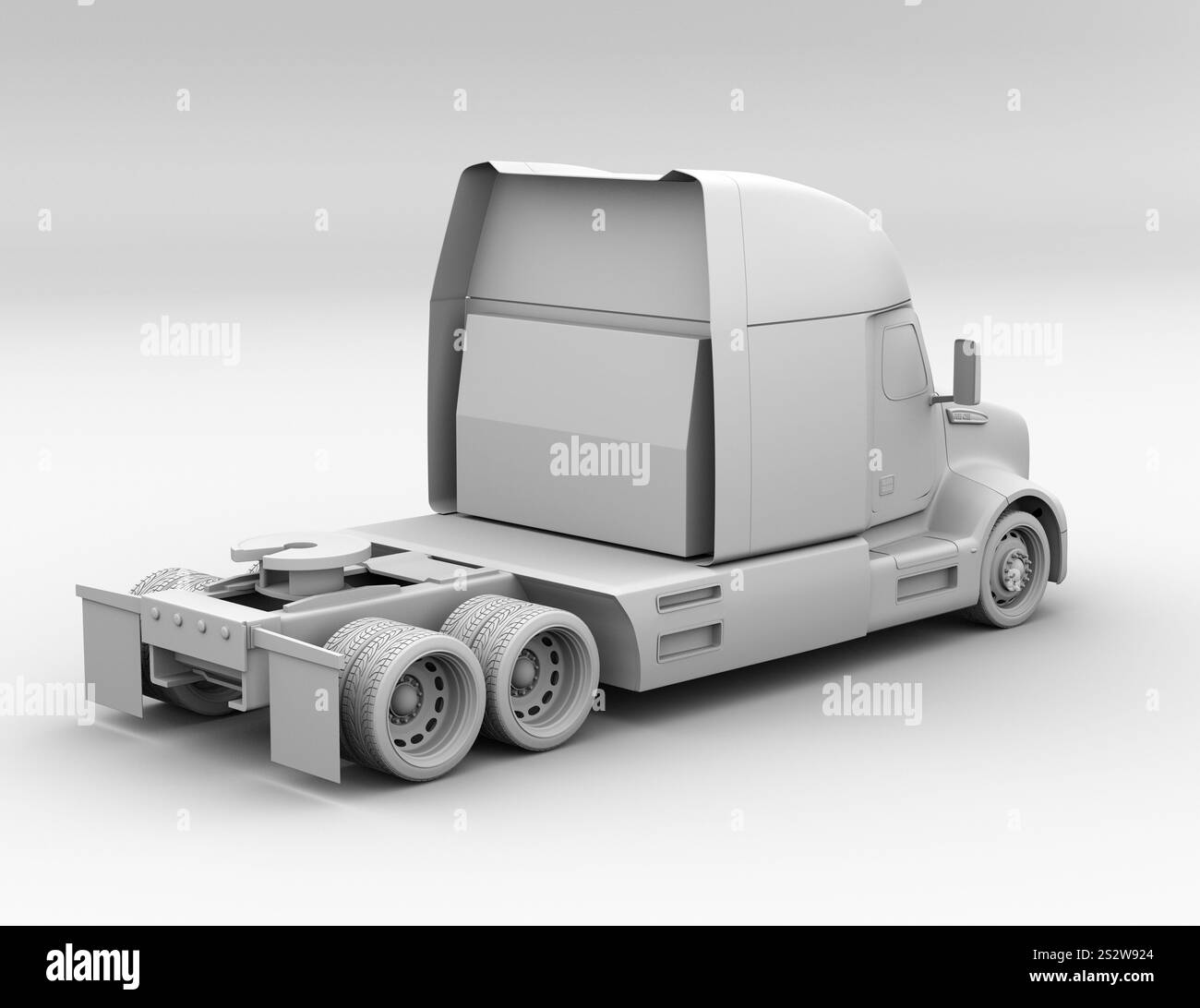 Immagine di rendering in argilla del camion elettrico con celle a combustibile conforme alle specifiche per il Nord America Foto Stock