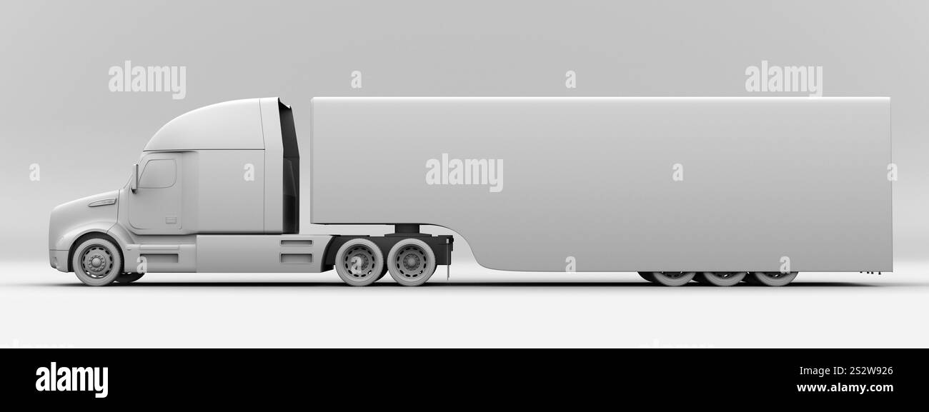 Immagine di rendering in argilla del camion elettrico con celle a combustibile conforme alle specifiche per il Nord America Foto Stock