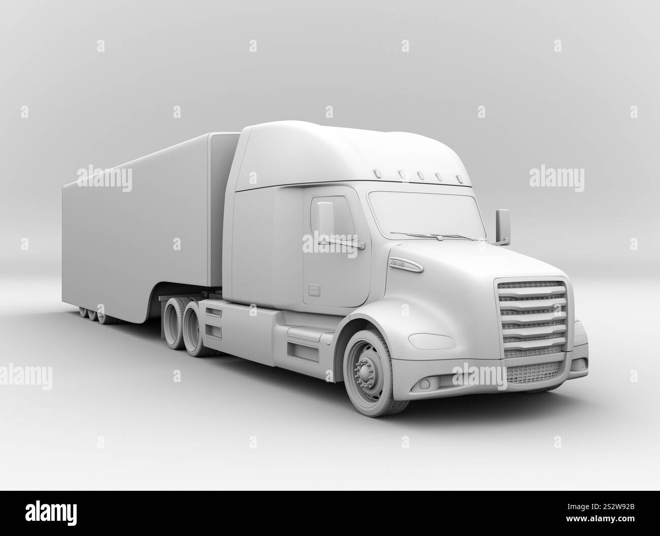 Immagine di rendering in argilla del camion elettrico con celle a combustibile conforme alle specifiche per il Nord America Foto Stock